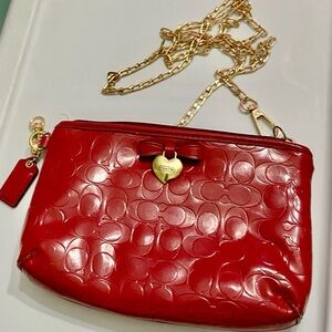 Coach Red Patent Signature Wristlet-Crossbody